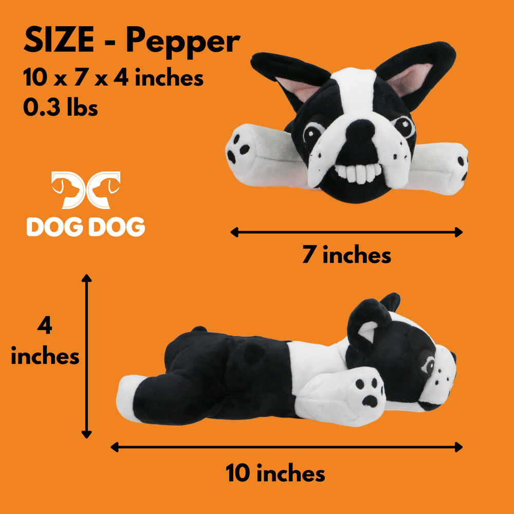 Pepper - Boston Terrier Stuffed Animal Dog Toy- Black and White Coloring