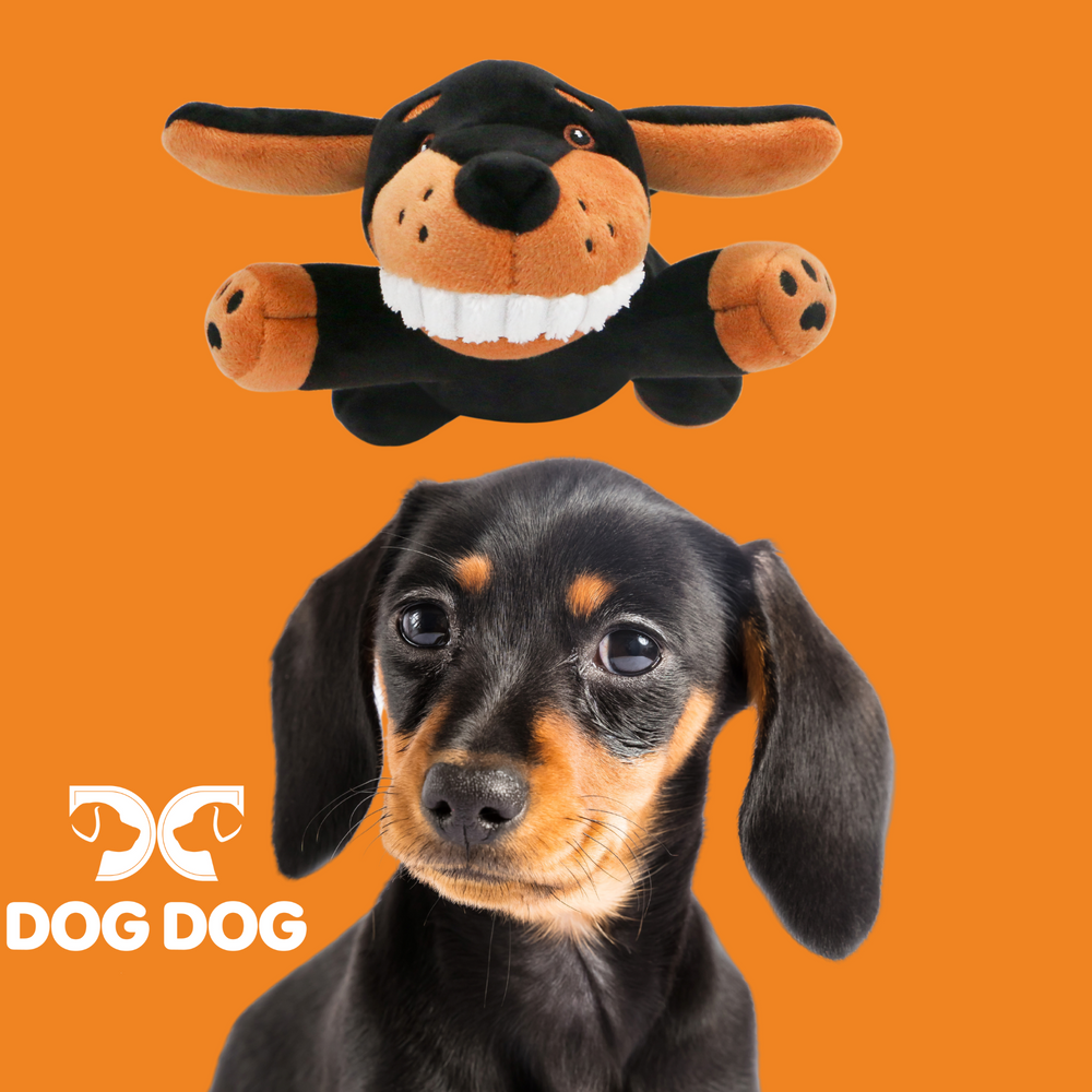 Frank - Black and Tan Stuffed Animal Dog Toy - Floppy Ears